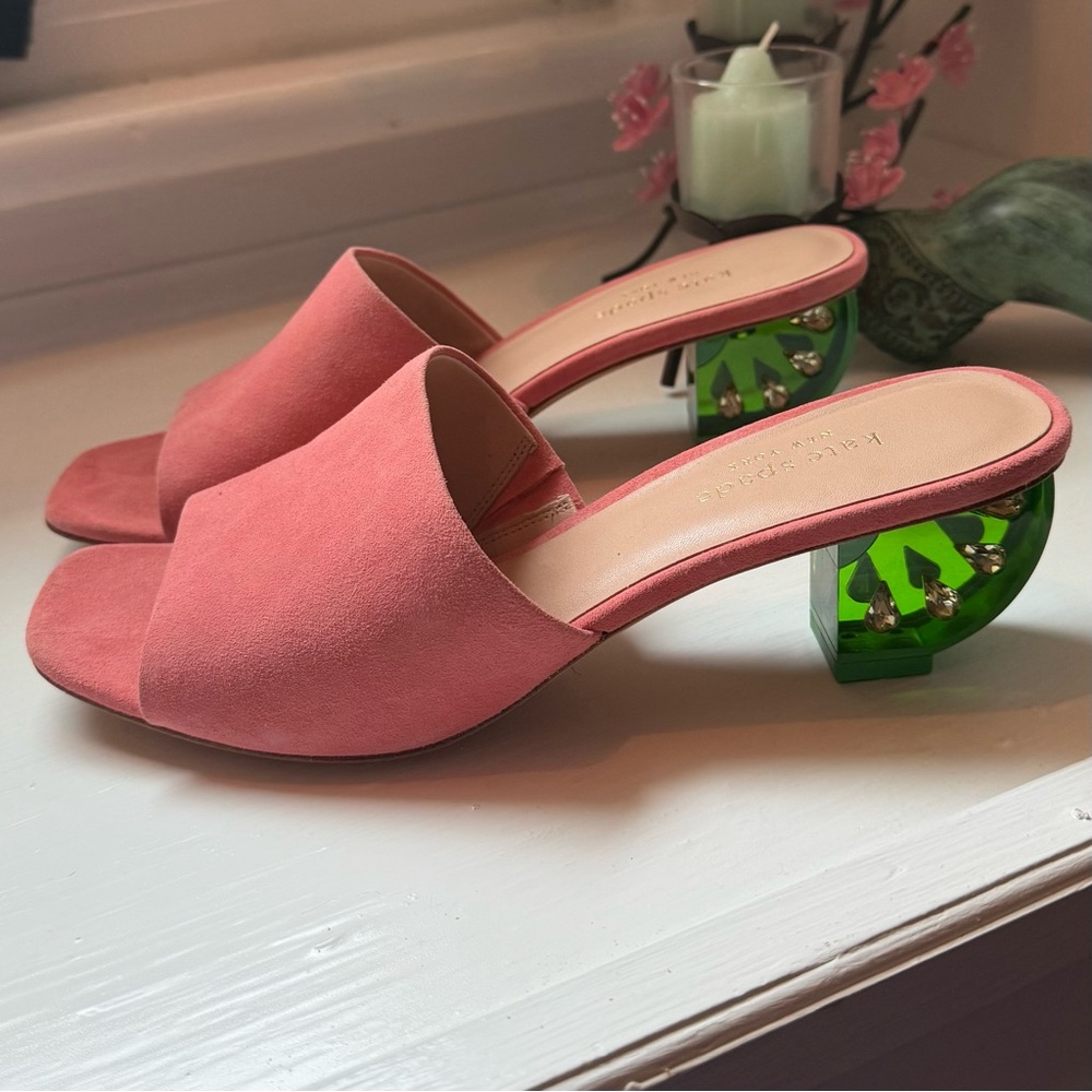 Kate Spade pink watermelon green citrus shape sandals heels mules summer